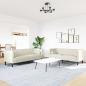Preview: 2-tlg. Chesterfield-Sofa-Set mit Nackenrollen Creme Samt