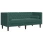 Preview: 3-tlg. Chesterfield-Sofa-Set mit Nackenrollen Dunkelgrün Samt