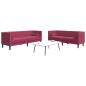 Preview: ARDEBO.de - 2-tlg. Chesterfield-Sofa-Set mit Nackenrollen Rot Samt