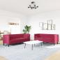 Preview: 2-tlg. Chesterfield-Sofa-Set mit Nackenrollen Rot Samt