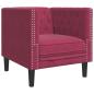 Preview: 3-tlg. Chesterfield-Sofa-Set mit Nackenrollen Weinrot Samt