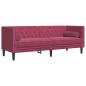 Preview: Chesterfield-Sofa mit Nackenrollen 3-Sitzer Weinrot Samt