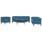 Preview: ARDEBO.de - 3-tlg. Chesterfield-Sofa-Set mit Nackenrollen Blau Samt