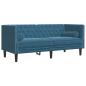 Preview: 3-tlg. Chesterfield-Sofa-Set mit Nackenrollen Blau Samt