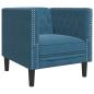 Preview: 3-tlg. Chesterfield-Sofa-Set mit Nackenrollen Blau Samt