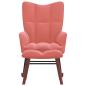 Preview: Schaukelstuhl mit Hocker Samt Rosa
