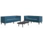 Preview: ARDEBO.de - 2-tlg. Chesterfield-Sofa-Set mit Nackenrollen Blau Samt