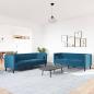 Preview: 2-tlg. Chesterfield-Sofa-Set mit Nackenrollen Blau Samt