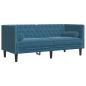 Preview: 2-tlg. Chesterfield-Sofa-Set mit Nackenrollen Blau Samt