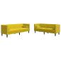 Preview: 2-tlg. Chesterfield-Sofa-Set mit Nackenrollen Gelb Samt