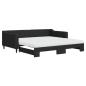 Preview: Tagesbett Ausziehbar mit Matratzen Schwarz 100x200 cm Stoff