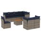 Preview: 9-tlg. Garten-Sofagarnitur mit Kissen Grau Poly Rattan