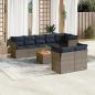 Preview: ARDEBO.de - 9-tlg. Garten-Sofagarnitur mit Kissen Grau Poly Rattan