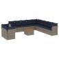 Preview: 12-tlg. Garten-Sofagarnitur mit Kissen Grau Poly Rattan