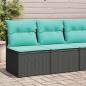 Preview: ARDEBO.de - 2-tlg. Garten-Sofagarnitur mit Kissen Schwarz Poly Rattan