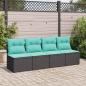 Preview: 2-tlg. Garten-Sofagarnitur mit Kissen Schwarz Poly Rattan