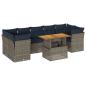 Preview: 6-tlg. Garten-Sofagarnitur mit Kissen Grau Poly Rattan