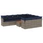 Preview: 11-tlg. Garten-Sofagarnitur mit Kissen Grau Poly Rattan