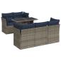 Preview: 6-tlg. Garten-Sofagarnitur mit Kissen Grau Poly Rattan Akazie