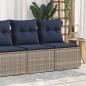 Preview: ARDEBO.de - 2-tlg. Garten-Sofagarnitur mit Kissen Grau Poly Rattan Akazie