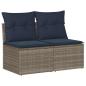 Preview: 2-tlg. Garten-Sofagarnitur mit Kissen Grau Poly Rattan Akazie