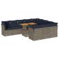 Preview: 11-tlg. Garten-Sofagarnitur mit Kissen Grau Poly Rattan