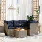 Preview: ARDEBO.de - 5-tlg. Garten-Sofagarnitur mit Kissen Grau Poly Rattan