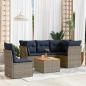 Preview: ARDEBO.de - 6-tlg. Garten-Sofagarnitur mit Kissen Grau Poly Rattan