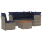 Preview: 6-tlg. Garten-Sofagarnitur mit Kissen Grau Poly Rattan