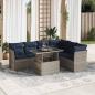 Preview: ARDEBO.de - 7-tlg. Garten-Sofagarnitur mit Kissen Schwarz Poly Rattan