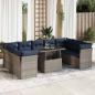 Preview: ARDEBO.de - 10-tlg. Garten-Sofagarnitur mit Kissen Grau Poly Rattan Akazie