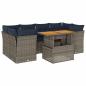 Preview: 7-tlg. Garten-Sofagarnitur mit Kissen Grau Poly Rattan