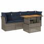 Preview: 5-tlg. Garten-Sofagarnitur mit Kissen Grau Poly Rattan