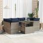 Preview: ARDEBO.de - 7-tlg. Garten-Sofagarnitur mit Kissen Grau Poly Rattan Akazie