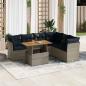Preview: ARDEBO.de - 7-tlg. Garten-Sofagarnitur mit Kissen Grau Poly Rattan