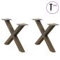 Preview: Couchtischbeine X-Form 2 Stk. Naturstahl 60x(30-31) cm Stahl