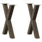Preview: ARDEBO.de - Esstischbeine X-Form 2 Stk. Naturstahl 50x(72-73) cm Stahl
