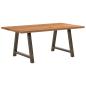 Preview: Esstisch Hellbraun 180x100x74 cm Massivholz Eiche Rechteckig