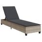 Preview: Sonnenliege mit Auflagen Hellgrau 55x200x25,5cm Poly Rattan