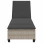 Preview: Sonnenliege mit Auflagen Hellgrau 55x200x25,5cm Poly Rattan
