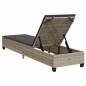 Preview: Sonnenliege mit Auflagen Hellgrau 55x200x25,5cm Poly Rattan