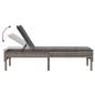 Preview: Sonnenliege mit Auflage Grau 55x200x44 cm Poly Rattan