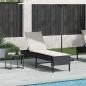 Preview: Sonnenliege mit Auflage Schwarz 55x200x44 cm Poly Rattan