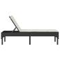 Preview: Sonnenliege mit Auflage Schwarz 55x200x44 cm Poly Rattan