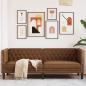 Preview: ARDEBO.de - Chesterfield-Sofa 3-Sitzer Braun Kunstleder in Wildleder-Optik