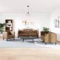 Preview: 3-tlg. Chesterfield-Sofa-Set Braun Kunstleder Wildleder-Optik