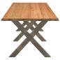 Preview: Esstisch Hellbraun 280x100x74 cm Massivholz Eiche Rechteckig