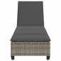 Preview: Sonnenliege mit Auflagen Grau 55x200x25,5cm Poly Rattan
