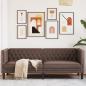 Preview: ARDEBO.de - Chesterfield-Sofa 3-Sitzer Braun Kunstleder