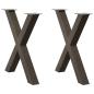 Preview: ARDEBO.de - Esstischbeine X-Form 2 Stk. Naturstahl 70x(72-73) cm Stahl
